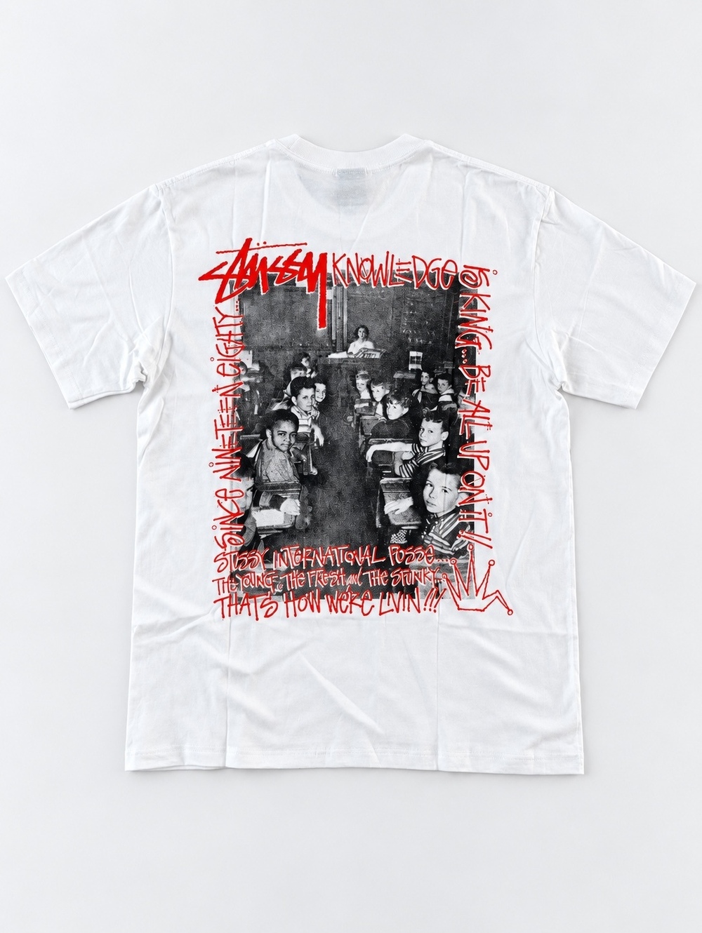 Stüssy Classroom Graphic T-Shirt White Medium NWT